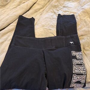 PINK Victoria's Secret by Victoria's Secret Black Logo Leggings